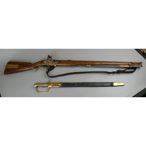 131 - Working replica baker rifle (smooth bore) with bayonet - Licence required(UK buyer only)