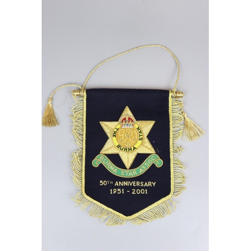 134 - Burma star shield badges and ephemera