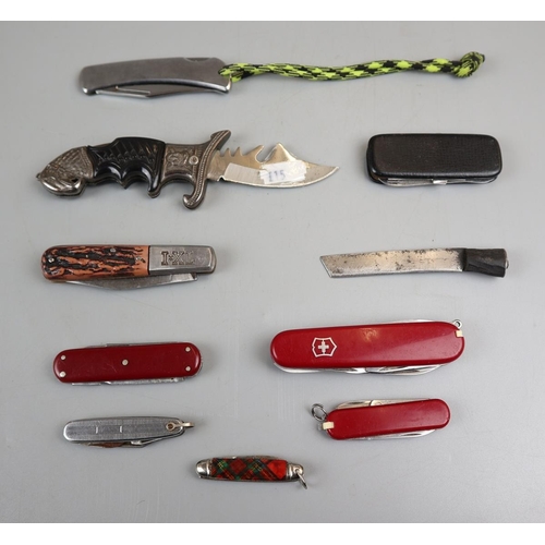 135 - Collection of pen knives to include swiss army