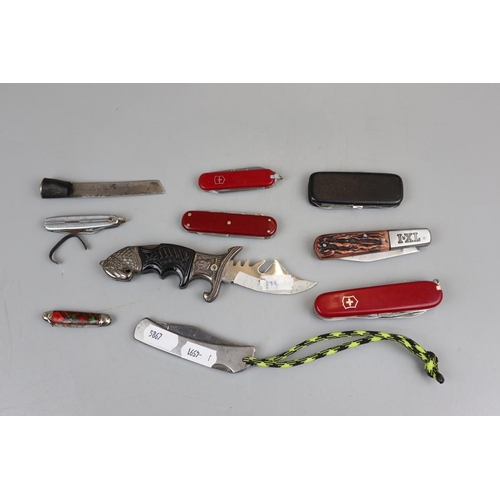 135 - Collection of pen knives to include swiss army