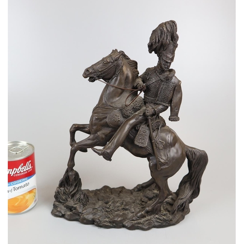 157 - Bronzed figure of solider on horse - Approx height: 30cm