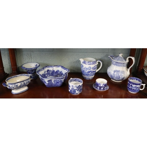 164 - Collection of antique blue and white china