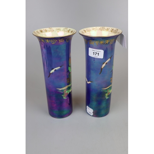 171 - Pair of Crown Devon vases - Royal George pattern circa 1925