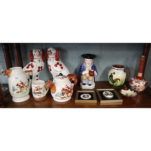 173 - Collection of ceramics to include Staffordshire dogs and miniatures