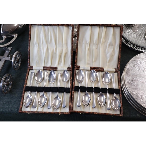 177 - Large collection of silver plate to include sets of goblets and spoons