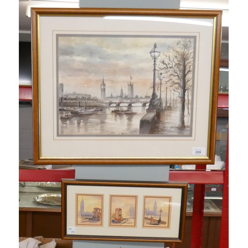 209 - 2 watercolours London scenes