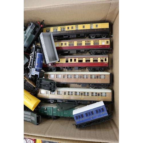 213 - Model railway accessories to include engines carriages points switches etc.