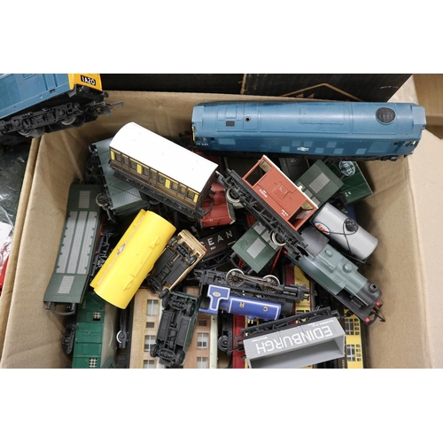 213 - Model railway accessories to include engines carriages points switches etc.