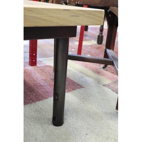 215 - Coffee table made from Victorian sash window weights with oak top and feet (all metal fabrication by... 