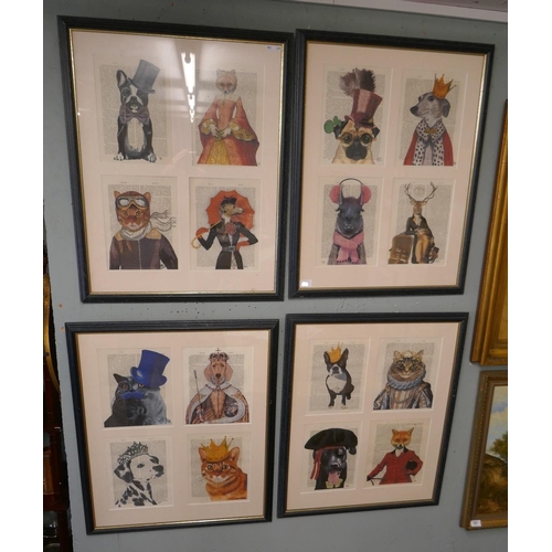 216 - 4 framed animal themed pictures