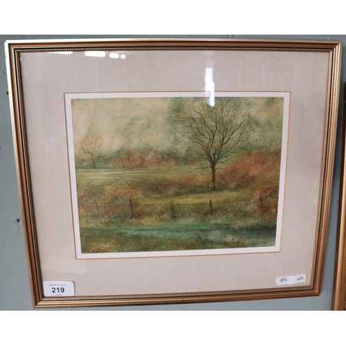 219 - Watercolour Wiltshire landscape circa 1981