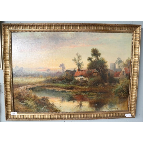 223 - Oil on canvas rural scene - Approx image size: 75cm x 50cm