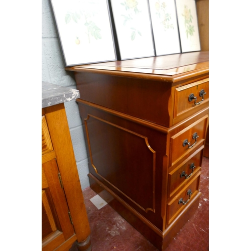 236 - Leather top pedestal desk