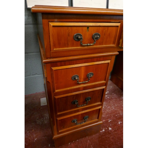 236 - Leather top pedestal desk