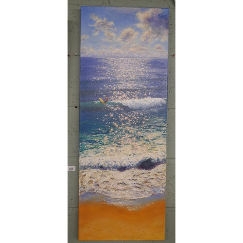 238 - Oil on canvas - Surf scene - Approx image size: 38cm x 101cm