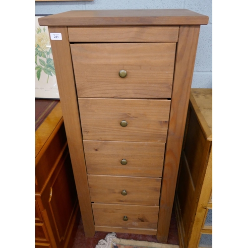 241 - Tall chest of 5 drawers - Approx W: 53cm D: 39cm H: 121cm