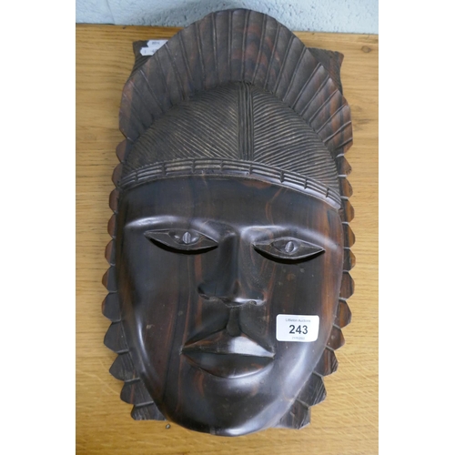 243 - Wooden carved African mask and elephant head