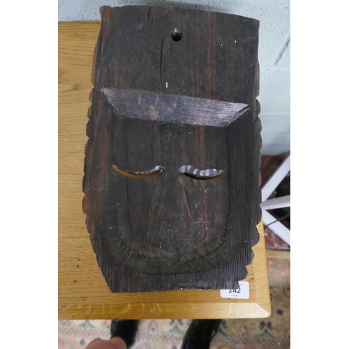 243 - Wooden carved African mask and elephant head