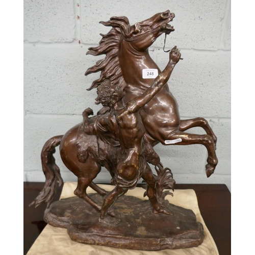 248 - Large bronze - Horse and man - Approx H: 57cm