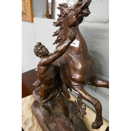 248 - Large bronze - Horse and man - Approx H: 57cm