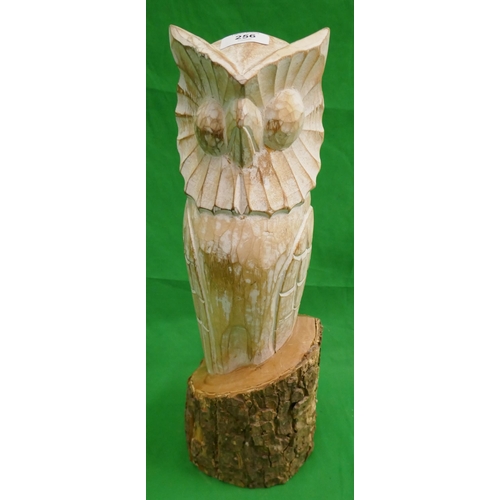 256 - Carved wooden owl - Approx height: 44cm