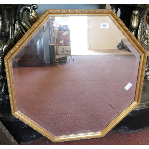 263 - Octagonal gilt framed mirror with bevelled glass