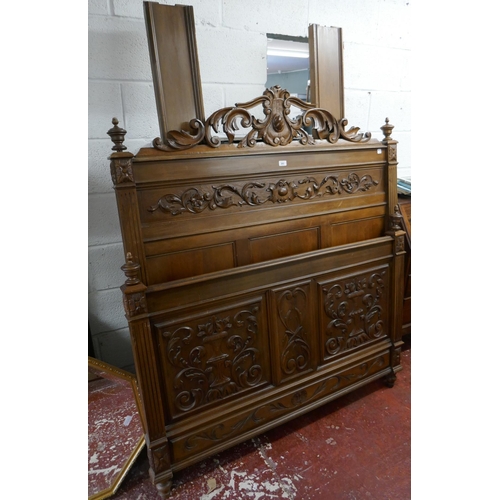 265 - French carved walnut double bed