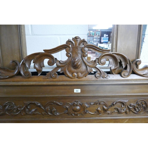 265 - French carved walnut double bed