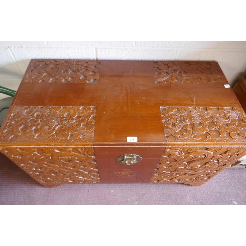 274 - Carved Oriental camphor wood chest - Approx W: 104cm D: 53cm H: 62cm