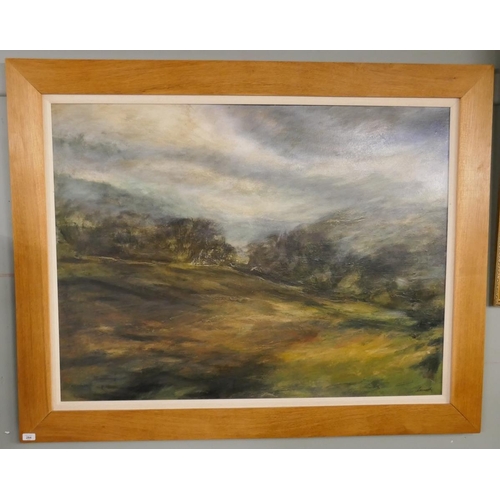 284 - Large oil on board - Rural scene - Approx image size: 121cm x 91cm