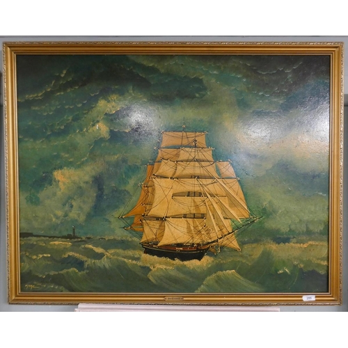 286 - Oil on board The Cutty Sark by David Hinge - Approx image size: 98cm x 75cm