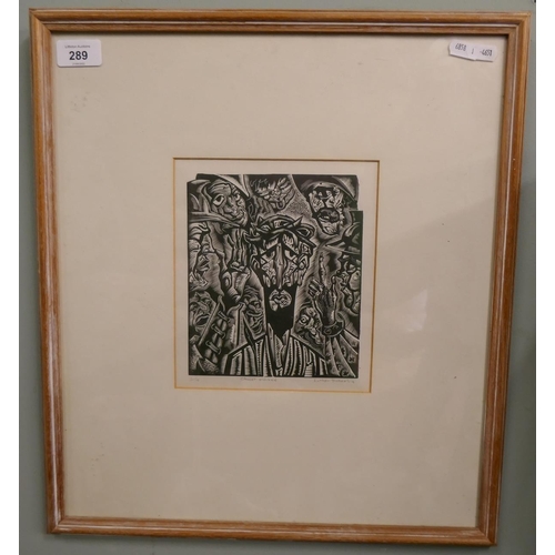 289 - L/E wood-block print 1/10 Jesus Mocked by Luther Cam Roberts