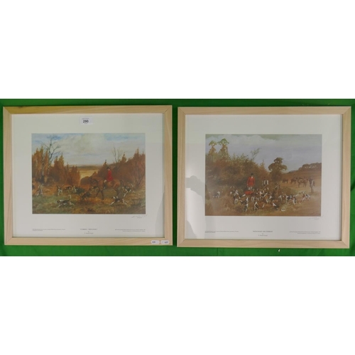 290 - Pair of signed L/E prints in plain wood frames. Numbered 288/375