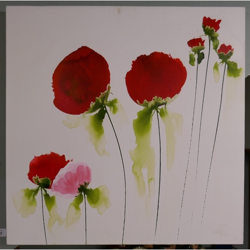 293 - Oil - Poppies by Joan Picton listed artist - Approx image size: 61cm x 61cm