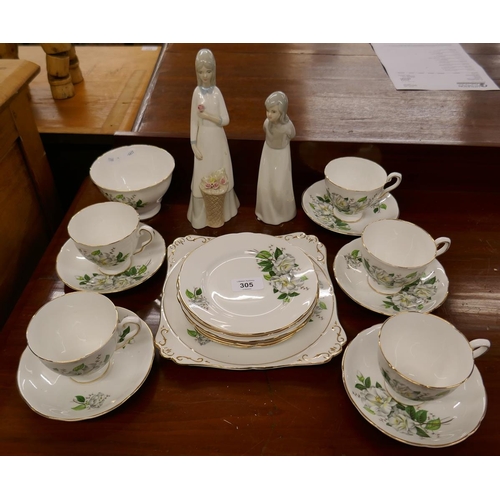 305 - Collection of ceramics to include Royal Stafford part tea service and 2 figurines