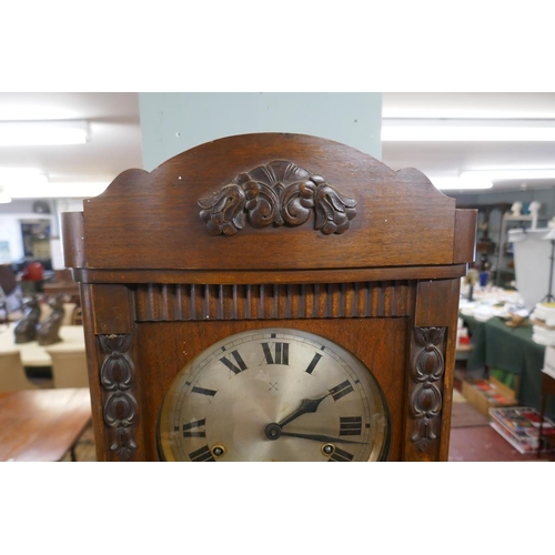 307 - 1920's Art Deco wall clock with Westminster chimes