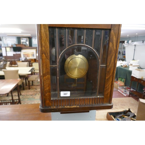 307 - 1920's Art Deco wall clock with Westminster chimes