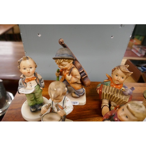 308 - A collection of Goebel figurines with musical theme after sister Marie Hummel's drawings. All are po... 