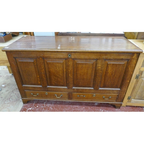 316 - Large antique oak mule chest with original candle box and drawers to interior - Approx W: 145cm D: 5... 