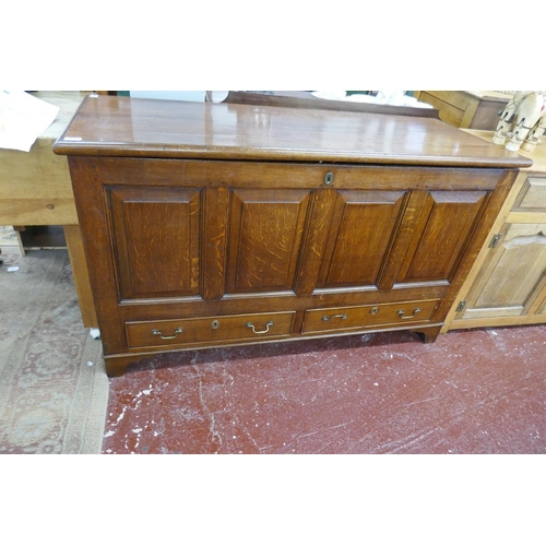 316 - Large antique oak mule chest with original candle box and drawers to interior - Approx W: 145cm D: 5... 