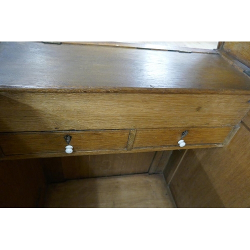 316 - Large antique oak mule chest with original candle box and drawers to interior - Approx W: 145cm D: 5... 