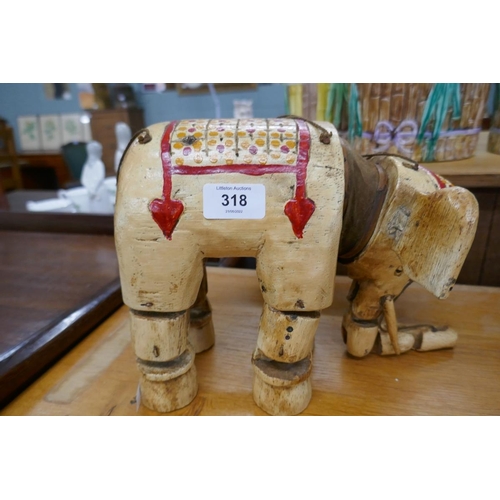 318 - Vintage marionette elephant puppet - Approx height: 22cm