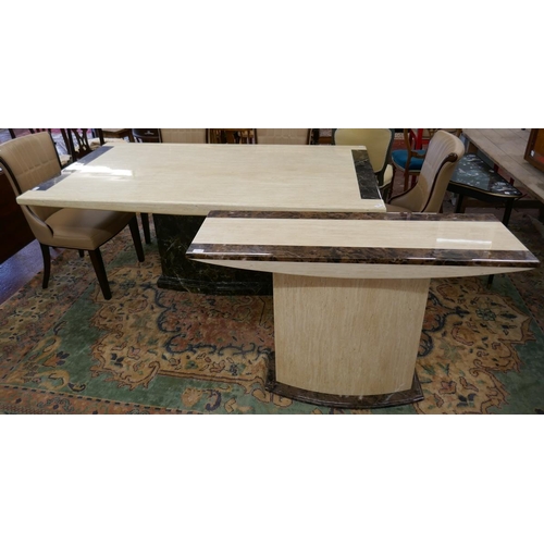 321 - Marble effect dining table with console table - Approx L: 180cm W: 100cm H: 75cm