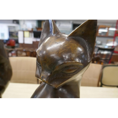 323 - Pair of bronze stylised cats - Approx height: 49cm