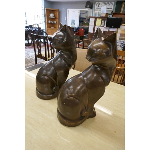 323 - Pair of bronze stylised cats - Approx height: 49cm