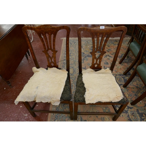 327 - Pair of interesting early marquetry inlaid side chairs