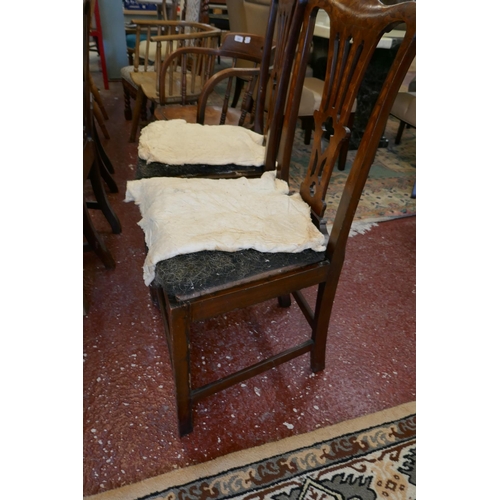 327 - Pair of interesting early marquetry inlaid side chairs