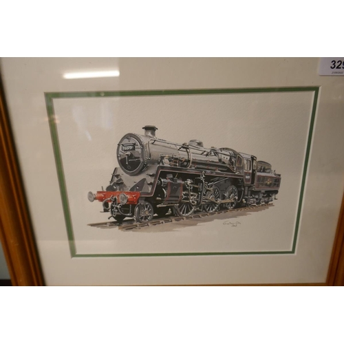 329 - Pair of locomotive watercolours - signed Jonathan Clay