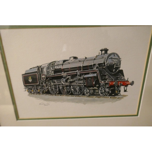 329 - Pair of locomotive watercolours - signed Jonathan Clay