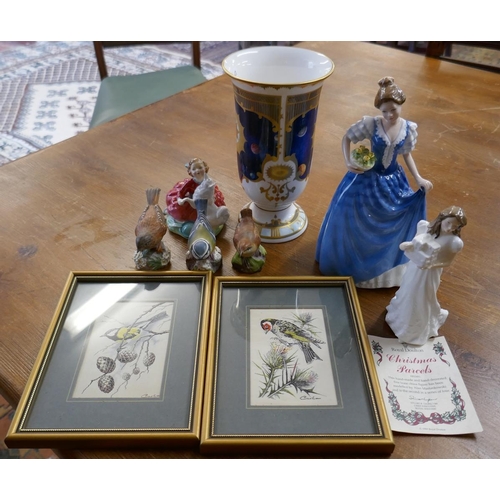 335 - Collectables to include Royal Worcester, Royal Doulton & bird silks